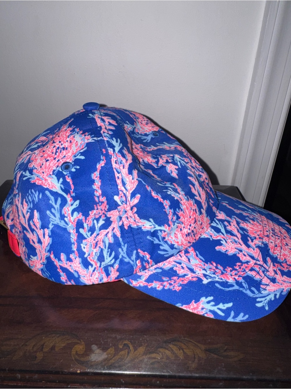 New Lilly Pulitzer Run Around Borealis Blue Coral Swim On Over Baseball Cap - Picture 4 of 7